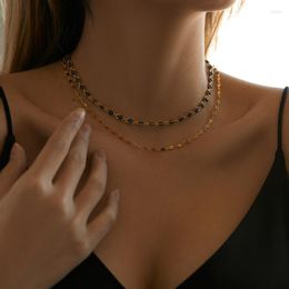 CCGOOD – colliers ras du cou plaqué or 18 carats, Double chaîne empilable, bijoux élégants en métal pour femmes