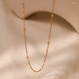 CCGOOD – ras du cou minimaliste, Bijoux couleur or, chaîne plaquée 18 K, collier à breloques géométriques carrées pour femmes, Bijoux en métal