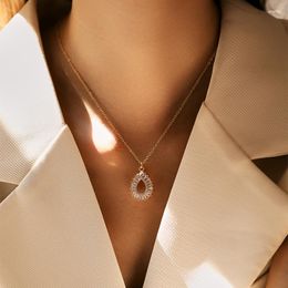 CCGOOD – colliers avec pendentif goutte d'eau en Zircon plaqué or 18 carats, chaîne à maillons pour femmes, bijoux en métal minimaliste, cadeau pour filles