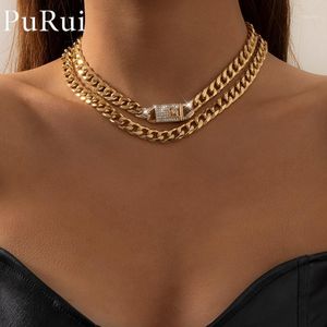 Tour de cou Chokers 2 pièces/ensemble Hip Hop glacé strass gourmette cubaine lien chaîne collier pour femmes Miami épais rappeur bijoux