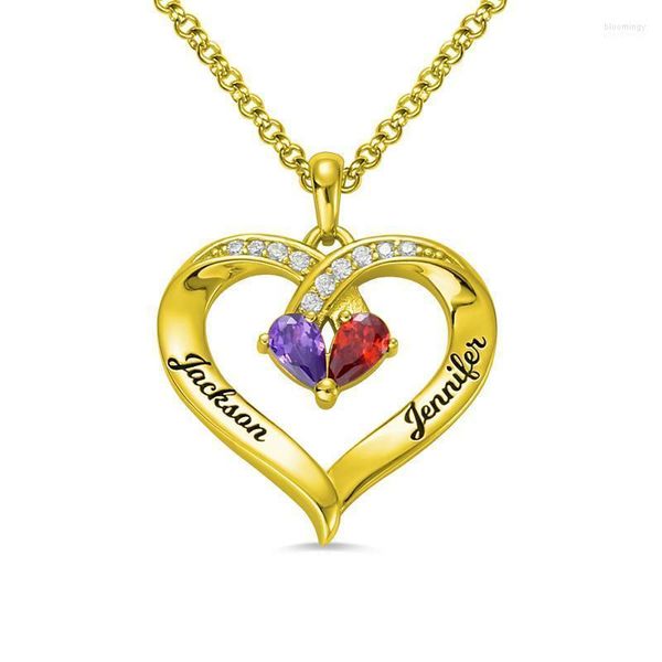 Colliers de cou de cou personnalisés Colliers de nom personnalisé Forever Birthstone Collier gravé Mot Plaqué Or Inscription personnalisée Pendentif Coeur Chain1 Blo