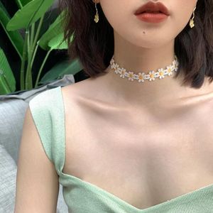 Choker Chokers Fashion Daisy Collar Femmes Dentelle Party Casual Bohème Jaune Fleur Mignon Collier Blanc Bijoux Pour