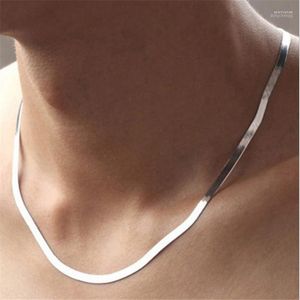 Choker Chokers Fashion Good 925 Sterling Silver Jewelry Femmes / Homme 4mm Large Herringbone / Slip Chain Necklace Spen22