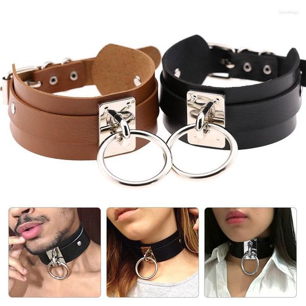 Collier ras du cou gothique en cuir PU réglable, harnais de cou, ceinture torique, collier Punk CollarChokers Bloo22