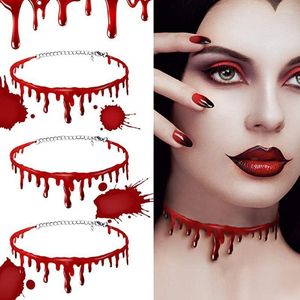 Choker Chokers Halloween Goth Sang Dégoulinant Pour Femmes Filles En Caoutchouc Punk Charmes Collier Bijoux Style Des Années 90 Cosplay Amis CadeauxChokers Bloo