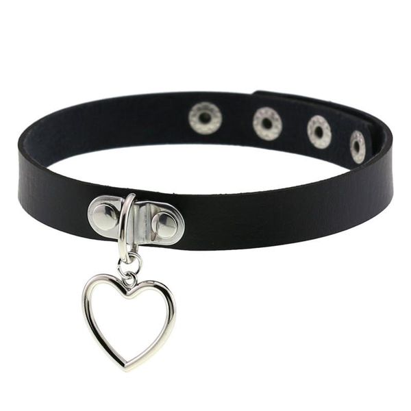 Choker Chokers Coeur Colliers Gothique PU Collier En Cuir Rock Punk Chocker Déclaration Bijoux Femmes Collier