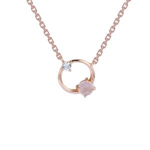 Choker Chokers Koreaanse mode Sterling S925 Silver ketting Rose Gold Golde Round Design met Ross Quartz voor vrouwen Gift Sieraden Altb-918