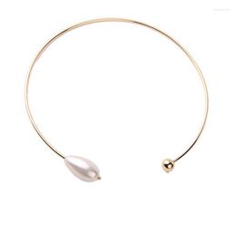 Choker Chokers Coréen Simple Acrylique Perles Collier Classique Cuivre Ouvert Pour Les Femmes Robe De Mariée Accessoires Bijoux De ModeChokers ChokersC