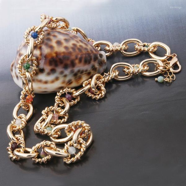 Colliers ras du cou NeeFu WoFu grand collier en métal or luxueux exagération courte colliers colorés bohême Bijoux Femme Bijoux en gros Blo