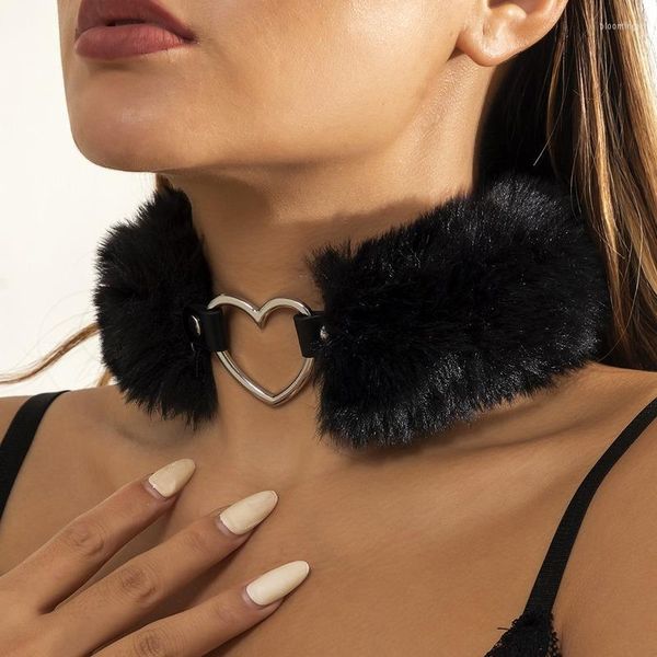 Gargantilla, gargantilla, arnés De cuello Sexy para mujer, Collares De piel sintética De piel sintética, Collar con forma De corazón hueco Punk dulce, Collares De Moda 2023 Blo