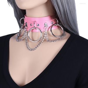 Collier ras du cou Sexy Punk en cuir, bijoux gothiques pour femmes, chaîne en métal, accessoires Harajuku Pear22