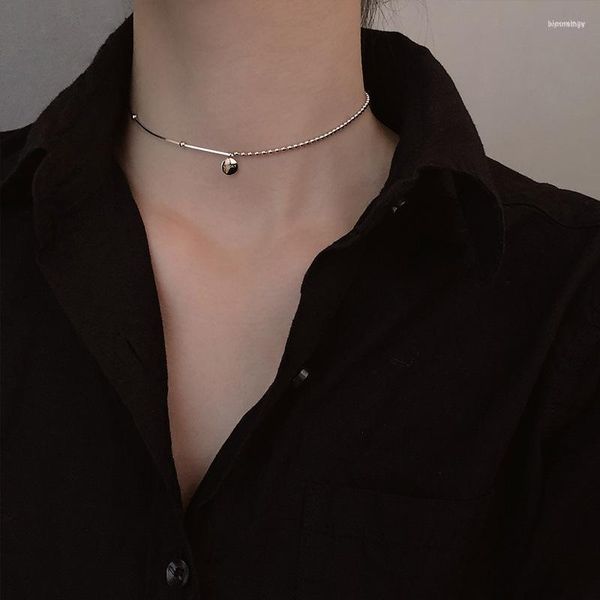 Choker Chokers Simple Mode Argent Personnalisé Lucky Bean Lettre Collier Femmes Cool Cou Chaîne Courte Clavicule Bloo22