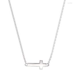 Choker Chokers Simplex Croix Horizontale Pendentif Chaîne En Acier Inoxydable CollierChokers Bloo22