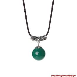 Collier ras du cou Vintage chinois classique vert perle argent fait à la main femme fille pendentif Collier Colar Collier chaîne de pull