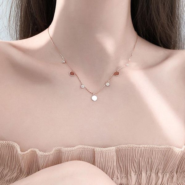 Choker Chokers VJGYHO 925 Sterling Silver French Round Piece Pendentif Collier Disques Clavicule Chaîne Pour Femmes Fine Fashion Jewelry
