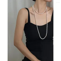 Collier ras du cou classique en perles, 120cm, forte lumière, cercle parfait, luxe, minorité, Long pull Internet