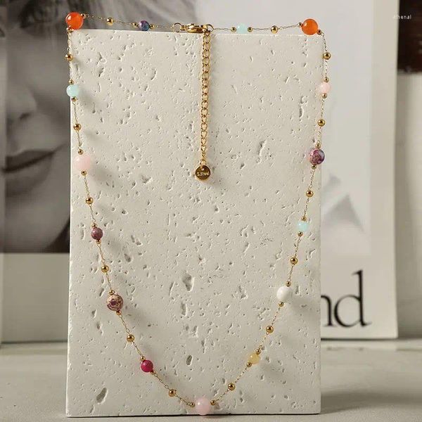 Collier ras du cou classique Style bohémien, perles en pierre colorée pour femmes, bijoux tendance, colliers à breloques exquis, bijoux coréens