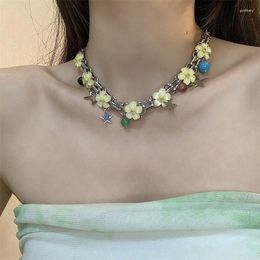 Tour de cou classique charme résine fleur colliers exquis étoiles glands cou chaîne pour les femmes Style coréen romantique bijoux à la mode