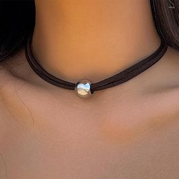 Choker Klassieke Gothic Tattoo Zwart Lederen Ketting Voor Vrouwen Grote Kraal Hanger Charme Kettingen Boho Sieraden Kerstcadeau X0199