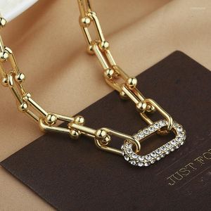 Ras du cou classique en acier inoxydable collier or 18 carats diamant femmes titane chaîne clavicule bijoux