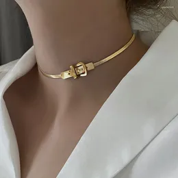 Choker Classic Watch Buckle Shape Titanium stalen ketting voor vrouw Koreaanse mode -sieraden Gothic Girl's Sexy sleutelbeenketting