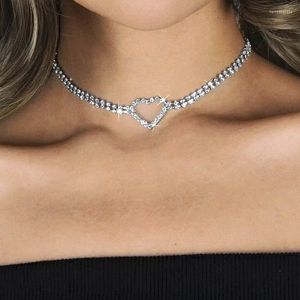 Collier ras du cou clavicule femmes argent diamant chaîne strass coeur cristal pendentif charme cadeaux copines