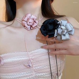 Collier de fleur de rose 3D Rose Collier Nijou de chaîne de clavicule