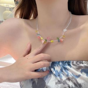 Collier ras du cou en perles de verre cristal coloré Style INS rose femmes Y2K fille amitié Kpop cadeau fête