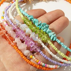 Ras du cou perles colorées collier pour femmes été bohême charme pendentif colliers mode clavicule chaîne bijoux fête cadeau 2023