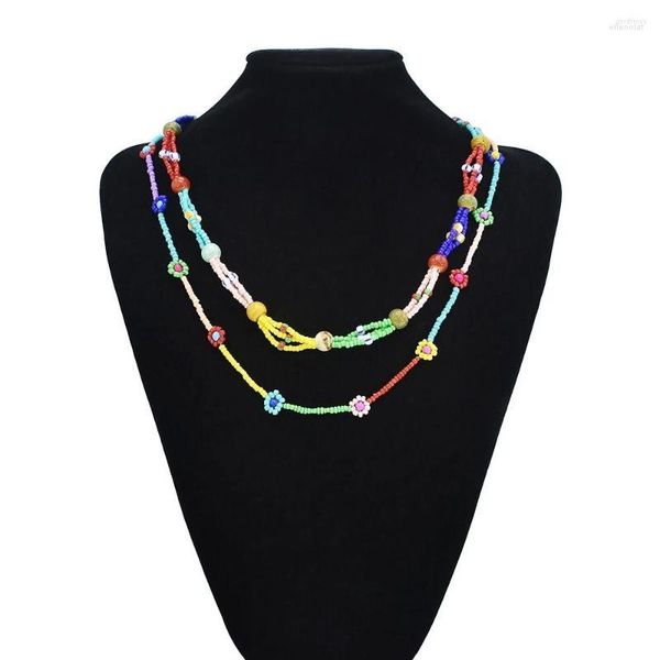 Collier ras du cou perles colorées faites à la main Y2K collier pour femmes fille mode bohème africain ethnique colliers hip-hop bijoux accessoires