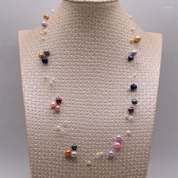 Choker kleurrijke parel kettingen natuurlijke zoetwaterparels handgemaakte vislijnen Meerdere gypsophila dames ketting