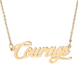 Choker Courage Nom Collier Personnalisé En Acier Inoxydable Femmes 18k Plaqué Or Alphabet Lettre Pendentif Bijoux Amis Cadeau Chokers