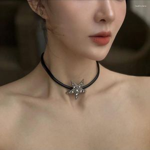 Choker Creatieve Mode Pentagram Lederen Ketting Voor Vrouwen Zoete Cool Spice Girl Trendy Sleutelbeen Ketting Niche Ontwerp Gift