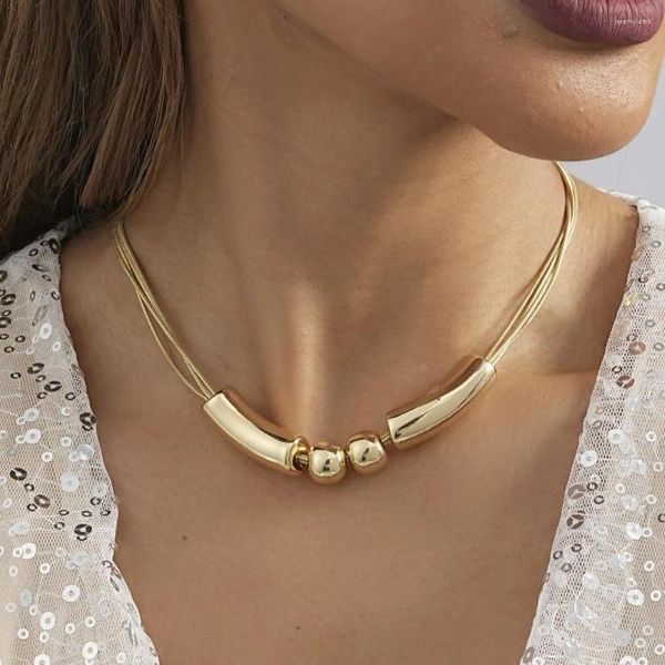 Gargantilla creativa Retro con cuentas de bolas para mujer, collar versátil de nicho para mujer, regalo de fiesta de cumpleaños, joyería, venta directa al por mayor