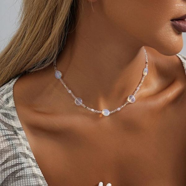 Collier ras du cou créatif rétro en pierre de cristal pour femmes, bijoux de Banquet simples et à la mode, vente en gros directe