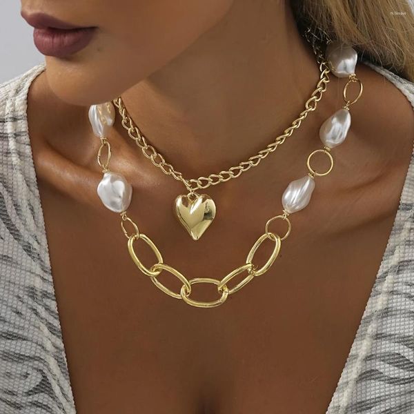 Collier ras du cou créatif rétro en Imitation de perles pour femmes, chaîne de clavicule multicouche à la mode, bijoux, vente en gros