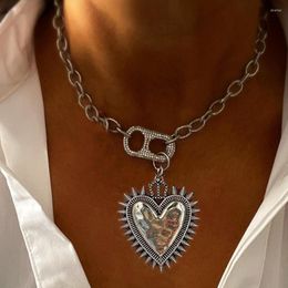 Tour de cou créatif Unique chaîne coeur collier mode pendentif cou bijoux à la main femme Vintage plage Kolye déclaration en gros