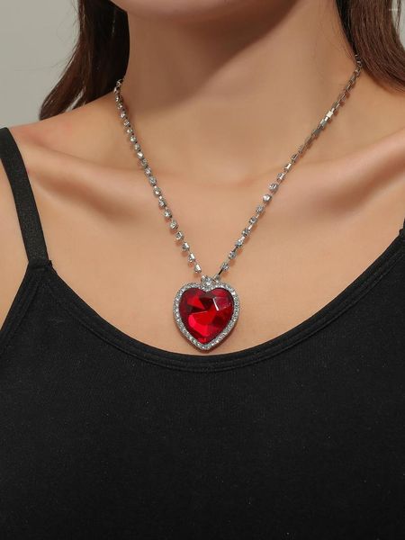 Choker Crystal Pendant Heart Necklace Classic Titanic Ocean RhinestoneCrystal Lover Gift