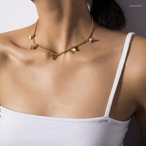 Choker schattige vlinder ketting voor vrouwen goud zilveren kleur sleutelbeen ketting mode vrouwelijke stokjuwelen sieraden