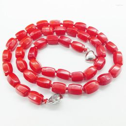 Gargantilla Linda. Bonito collar de coral rojo de 6 x 9 mm, 18 pulgadas