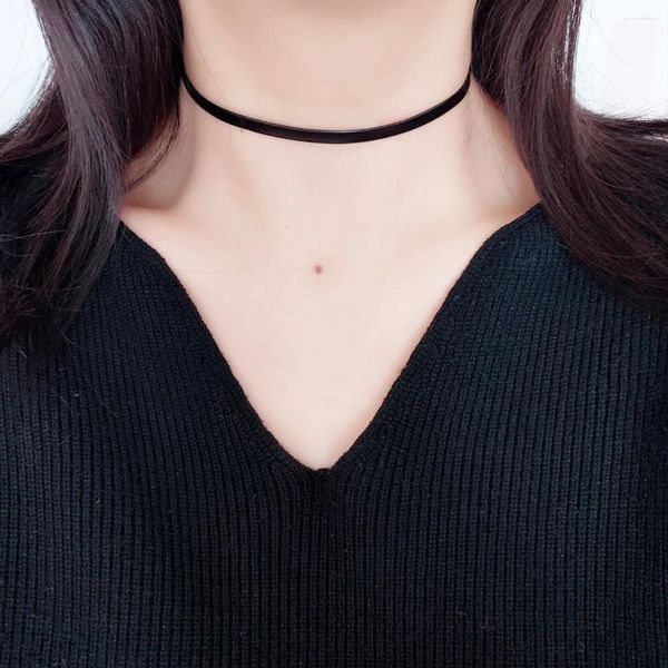 CODER DARK PUNK Sexy Black PU Collarbone Neck con collar de collar Accesorios para mujeres