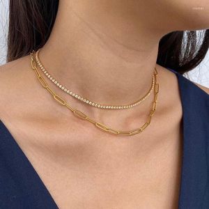 Choker Davini Minimalistische Crystal Necklace Shiny sleutelschakel Link Chain Statement Sieraden Vrouwen vrouwelijk feest geschenk MG454