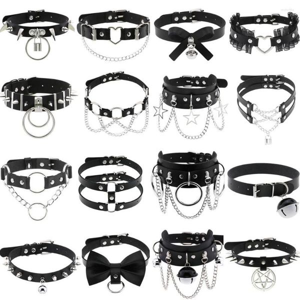 Gargantilla DIEZI diferente estilo moda punk hombres torques collar gótico pu cuero collar mujer cadena cuerpo 2023 joyería