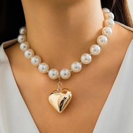 Collier ras du cou DIEZI avec pendentif en forme de cœur CCB exagéré pour femmes, Vintage, Punk, mode, perles, collier de déclaration, bijoux de cou