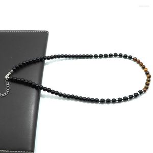 Choker Verschil trendy mannen ketting natuurlijke malachiet tijger eye obsidian stone mannelijke accessoires camping sieraden lang