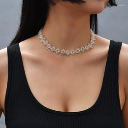 Choker DONATTO Trendy Ketting Voor Vrouwen Vrouwelijke Geometrische Geweven Kristal Mode Transparante Handgemaakte Kralen Y2K Chokers Hals Sieraden