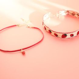 DoreenBeads – collier ras du cou avec pendentif fraise rouge, mignon, pour femmes et filles, sangle en velours, bijoux à la mode