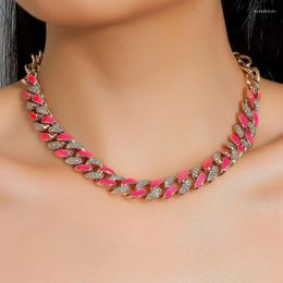 Gargantilla Collar de cadena gruesa de cristal de doble color para Mujeres Hombres Joyería Collares Colgantes Colar Kolye Colares CF1