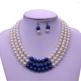 Collier ras du cou à Double nez, trois couches de perles blanches et bleues, Zeta Phi Beta, sororité grecque, ZPB ZOB, bijoux 245W, livraison directe