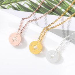 Tour de cou goutte minuscule rond boussole disque colliers pendentif femmes en acier inoxydable collier voyage bijoux amis cadeau Chokers